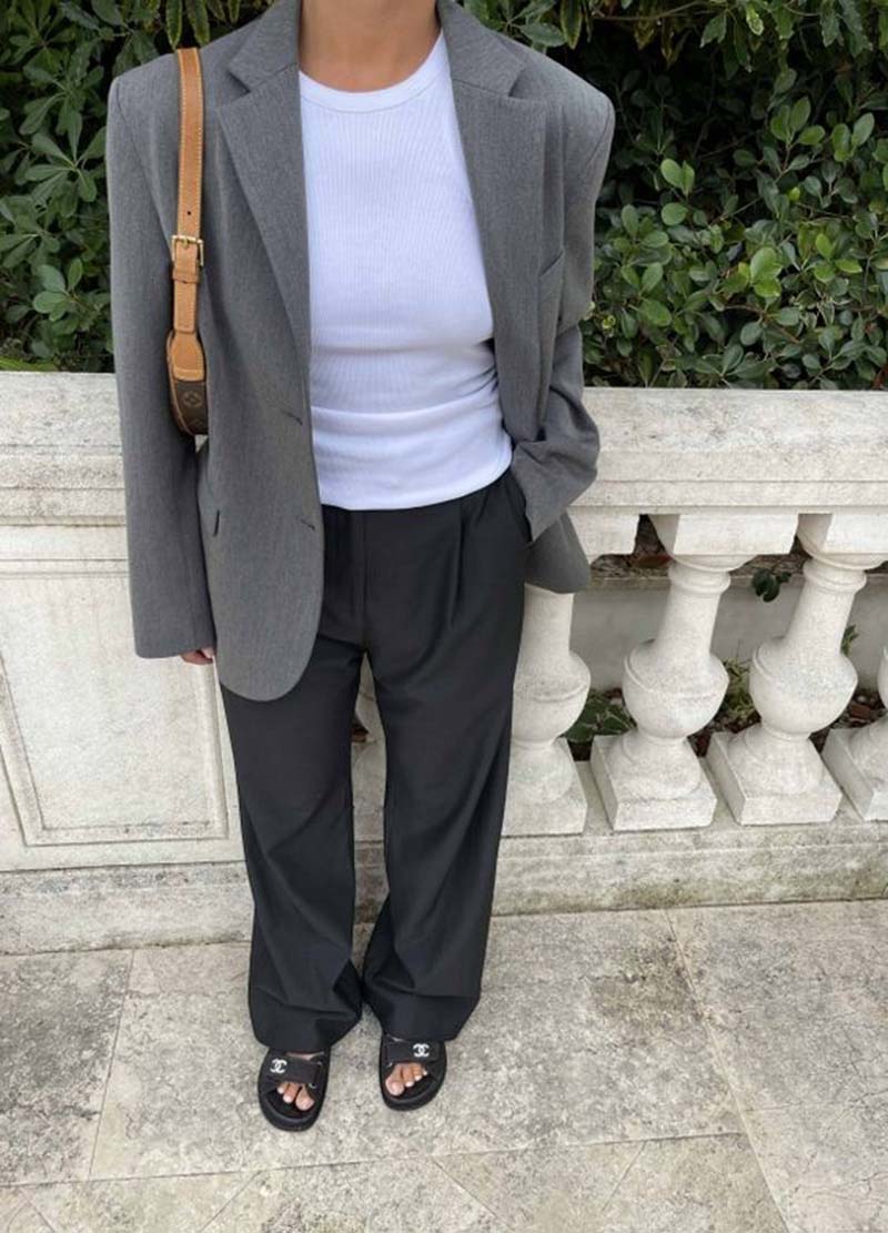 Grijze blazer combineren outfit inspiratie